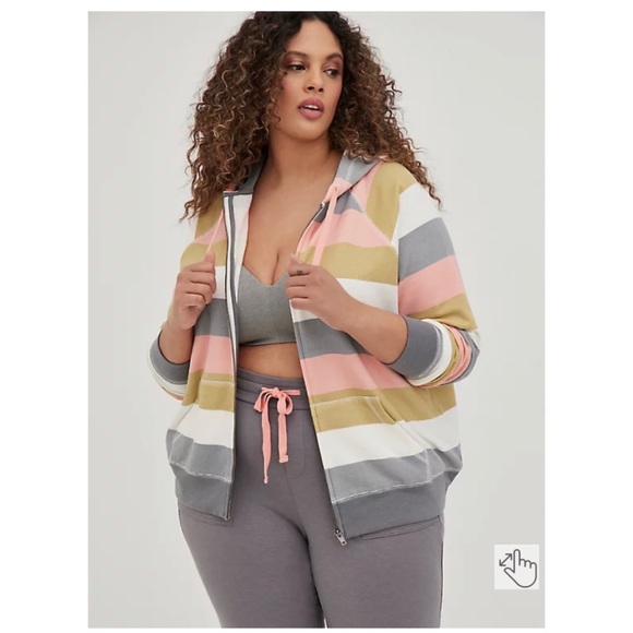 NEW Torrid 4 Zip Hoodie - Super Soft Fleece - Multi Stripe - Picture 2 of 10